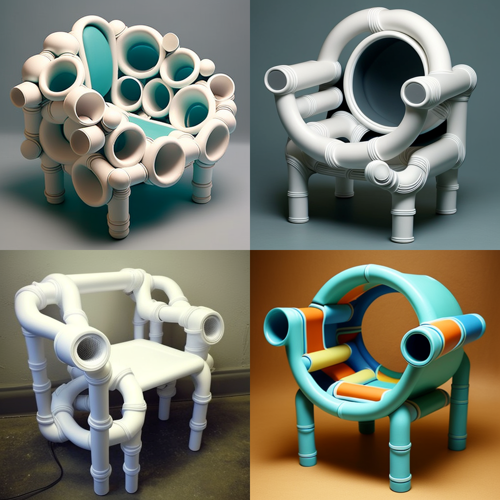 chairs, pvc pipe