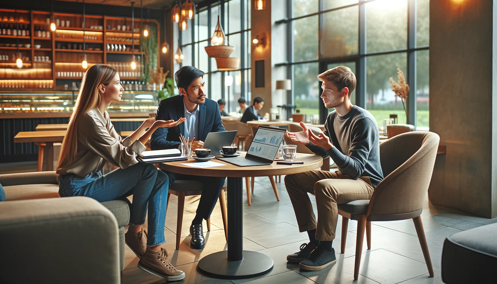 Product Engineer and Product Manager talking to a customer