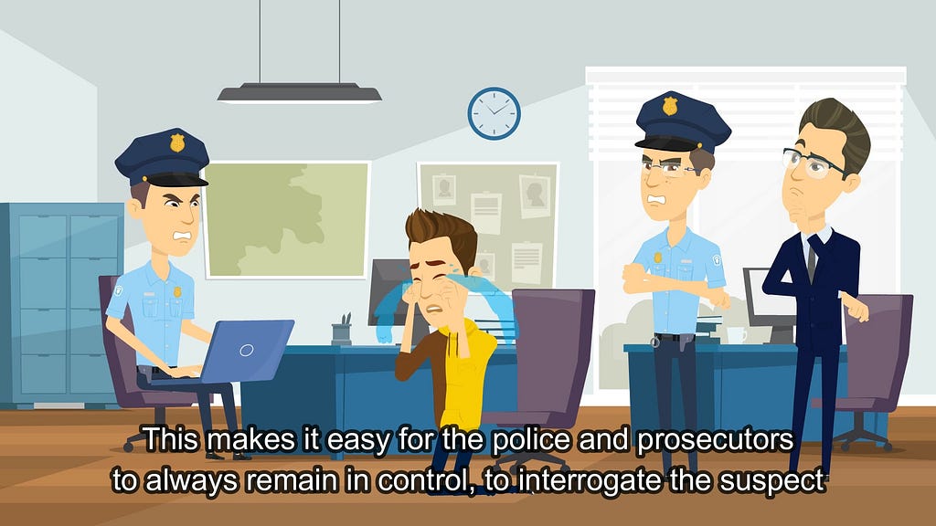 illustration of interlogation at police