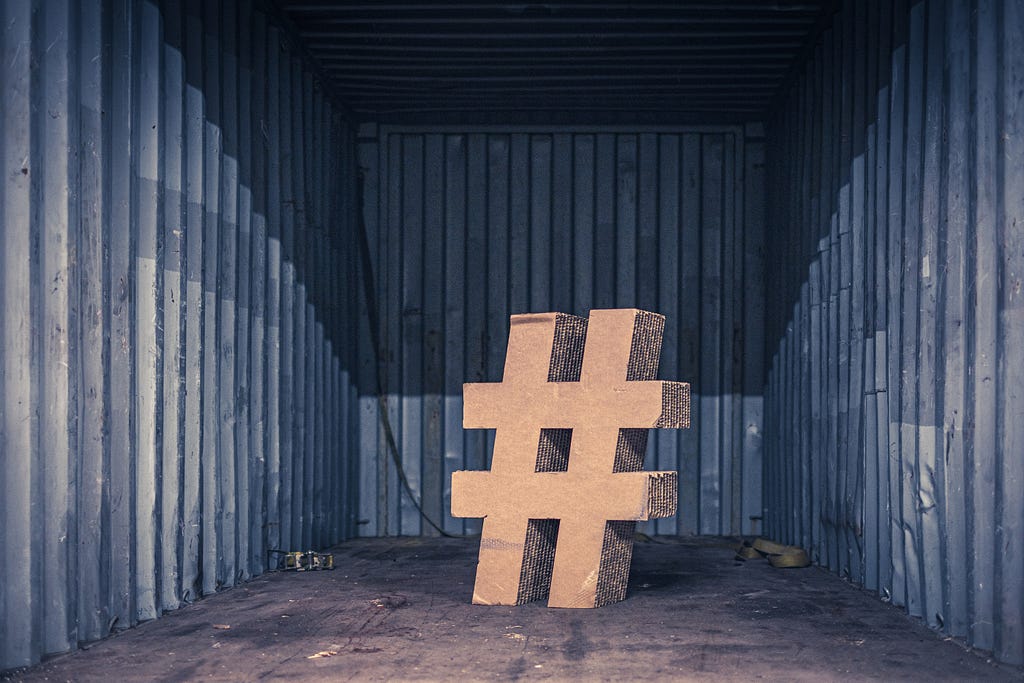 Hashtag in a container box