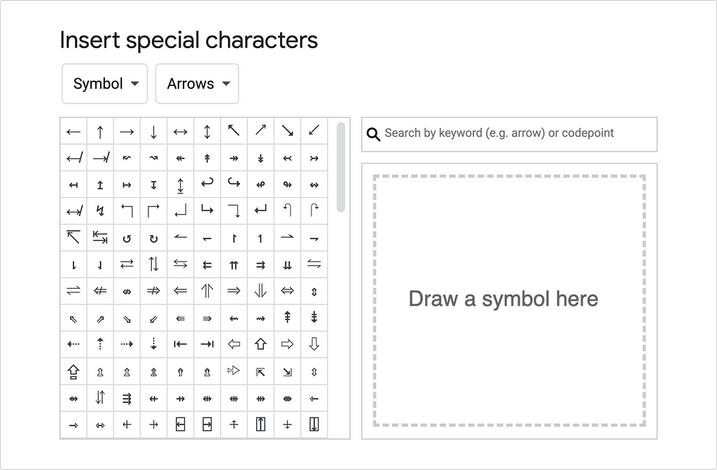 special characters glyphs