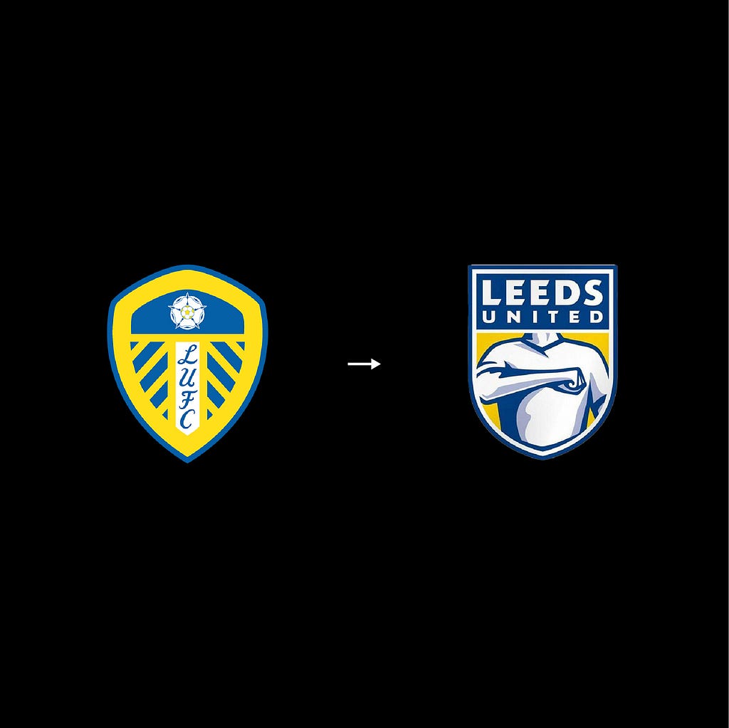 Leeds logo with a rose and arrow indicating a switch to the more illustrative logo