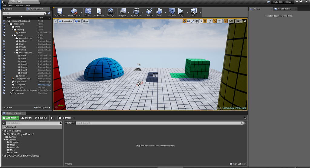 Screenshot of Unreal Engine with the Cyberith Virtualizer SDK implemented