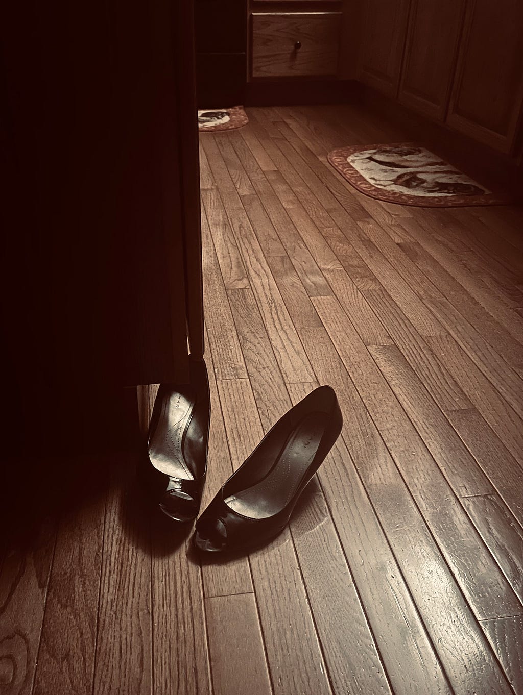 High-heels on a kitchen floor