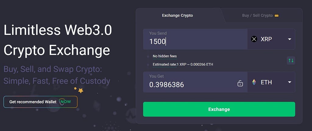 Swap XRP for ETH with ChangeNow