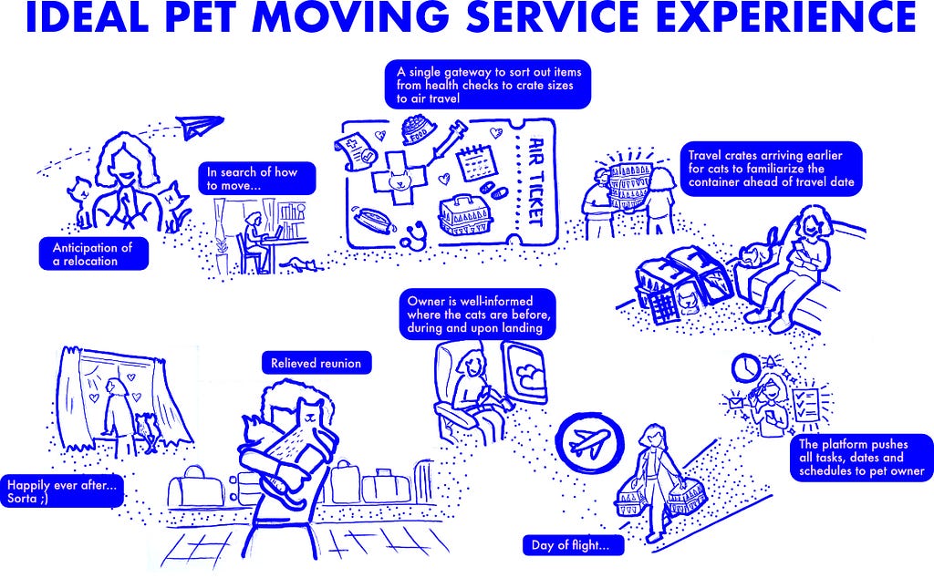 Storyboard on an ideal pet moving service experience