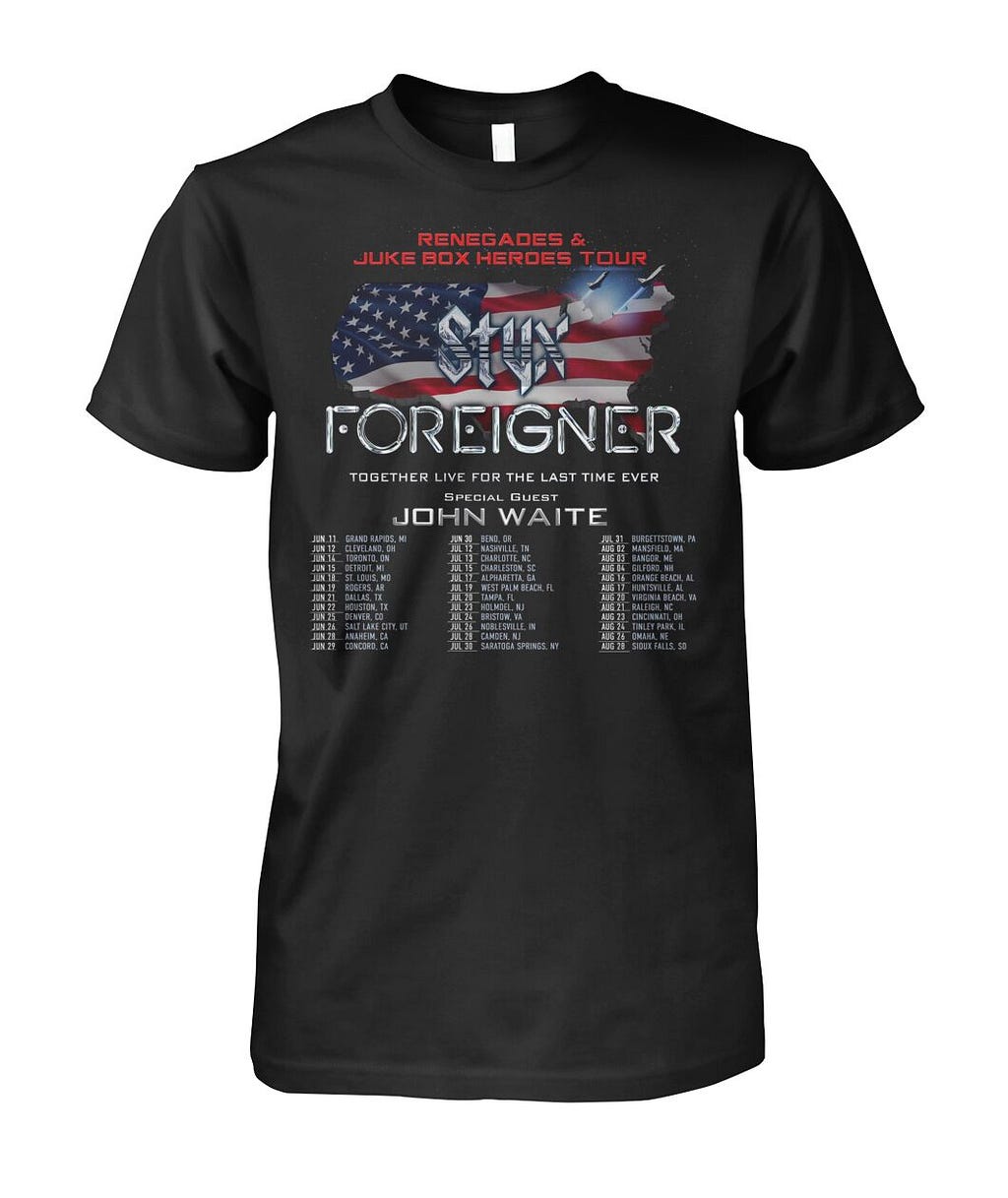 Foreigner and Styx US Tour 2024 Shirt