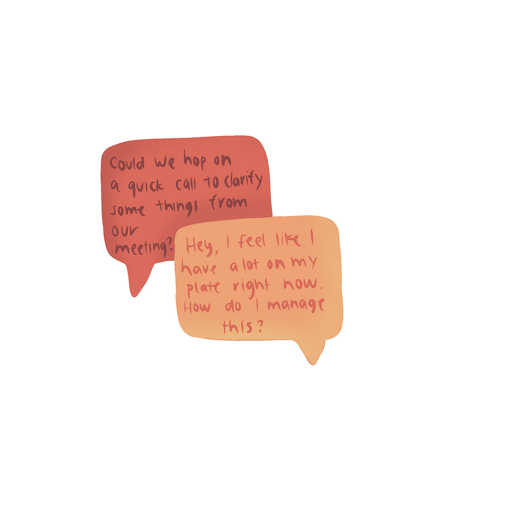 Speech bubbles of conversations