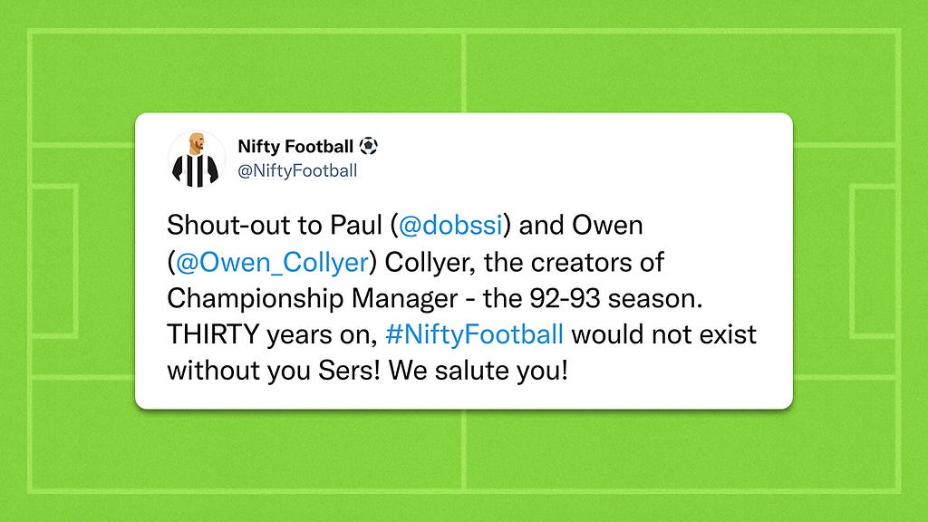 Screenshot of a Nifty Football tweet honouring the Collyer brothers