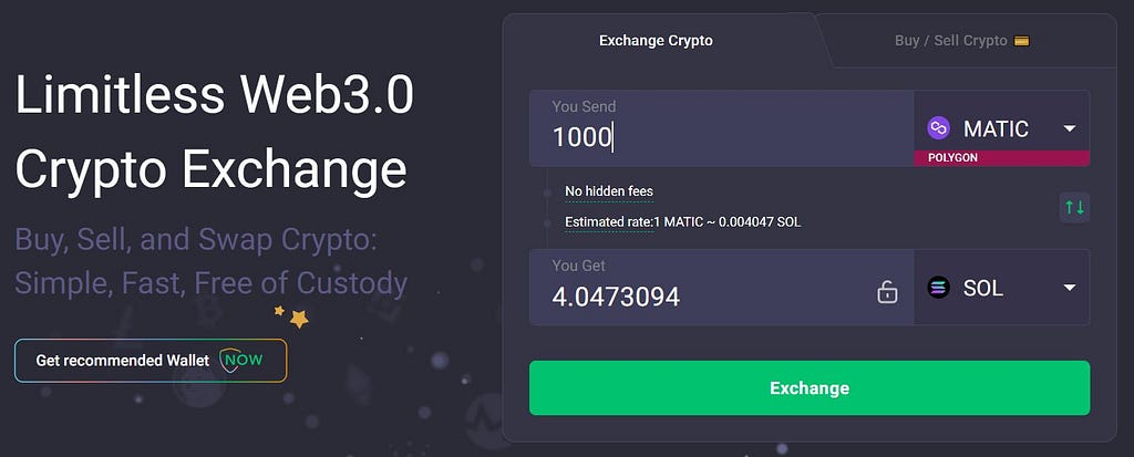 Convert MATIC for SOL with ChangeNow