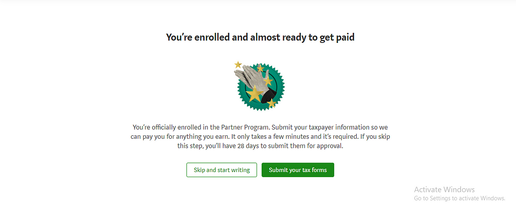 An image of enrolled medium partner program