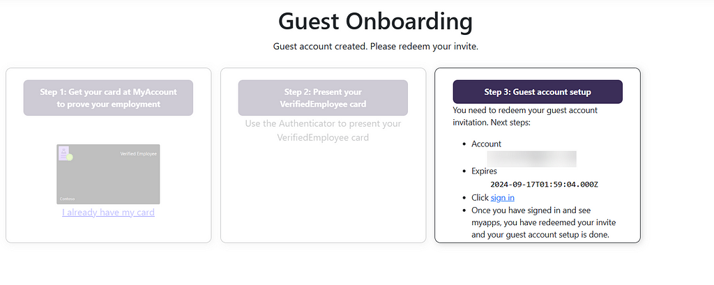Image showing guest account setup now go to myapps