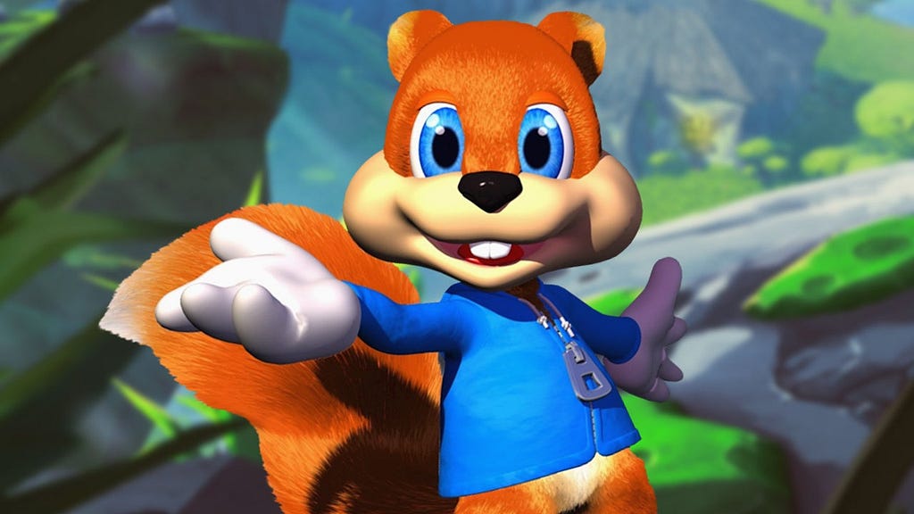 Conker presenting himself to the Audience