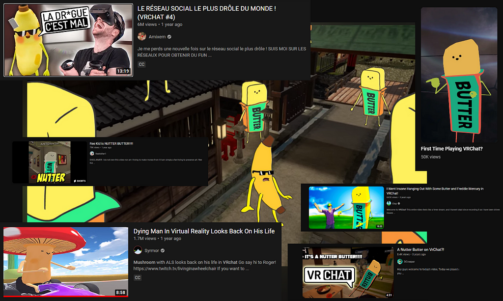 100Avatars VRChat avatars in YouTube featuring Cool Banana, Butter and Mushy