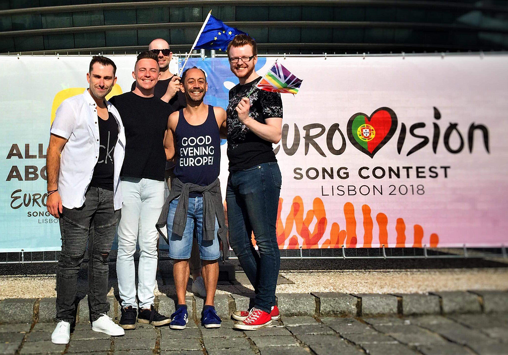Ant Babajee and friends at Eurovision 2018 in Lisbon