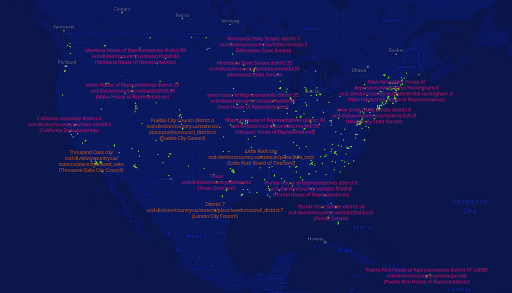 Sample Open Civic Data Identifiers in the United States