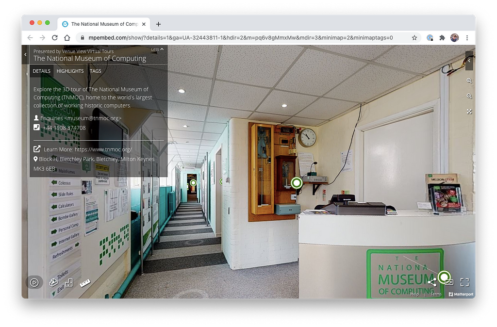 Screenshot of 3D Virtual Tour from The National Museum of Computing