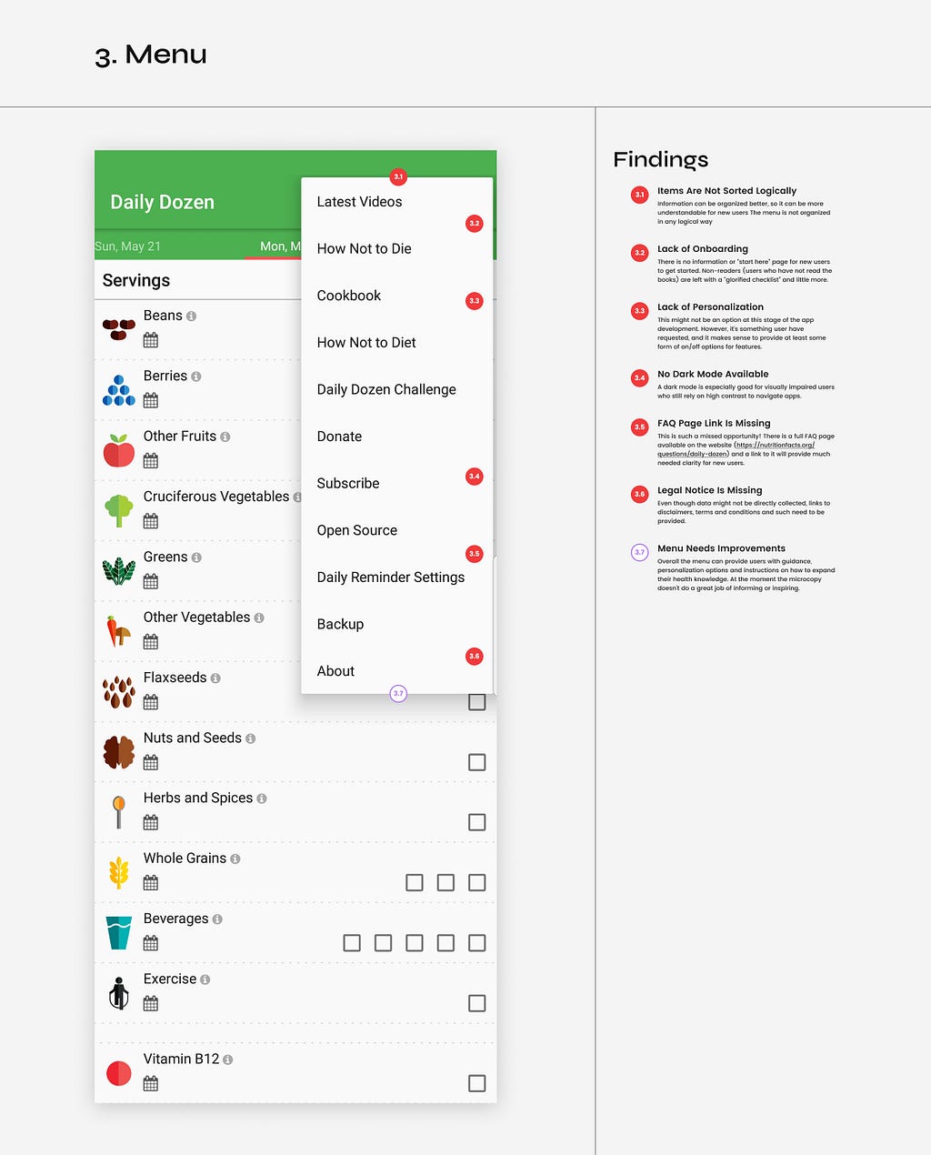 Conducting the UX Audit: The Menu