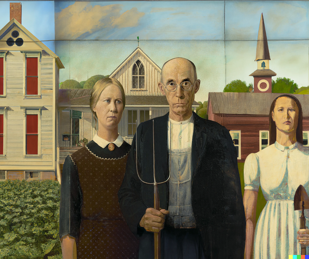 The extended version of American Gothic by DALL·E
