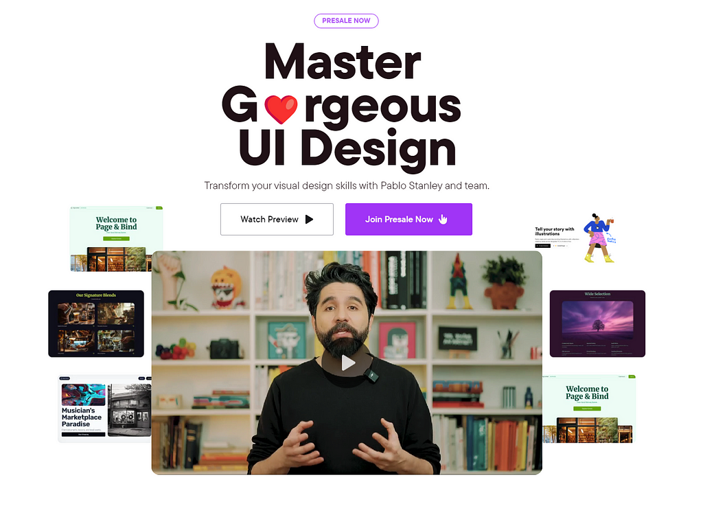 Screenshot of the Master Gorgeous UI Design course landing page