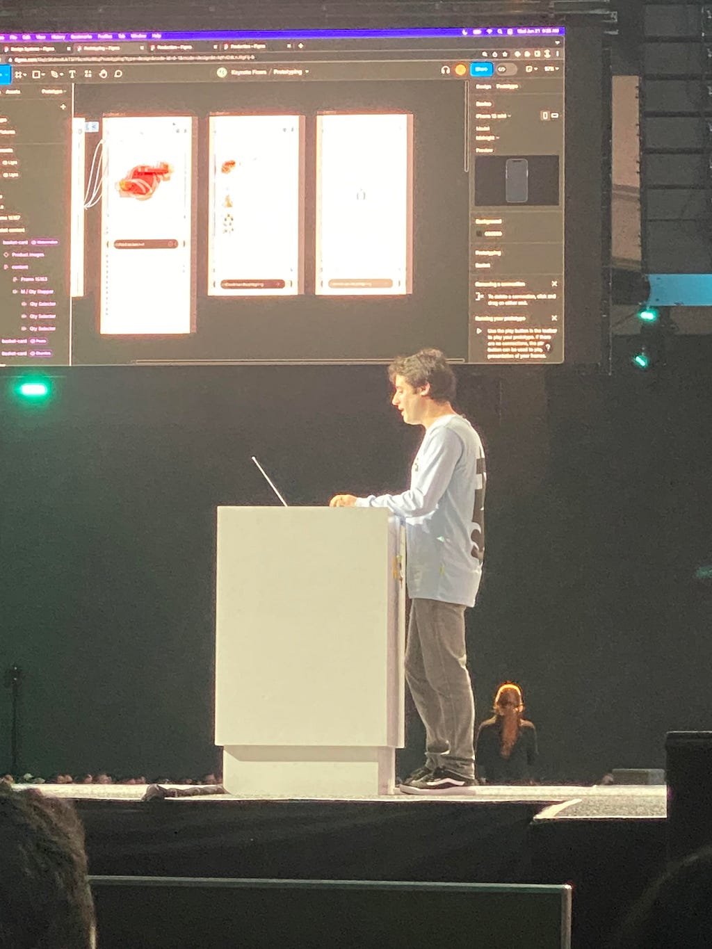 Figma CEO Dylan Field at the podium during the opening keynote