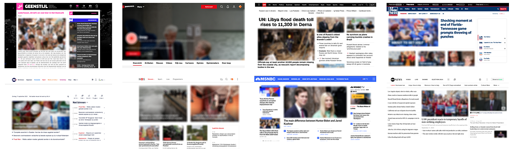 Comparison of the UI of Dutch news websites and US websites
