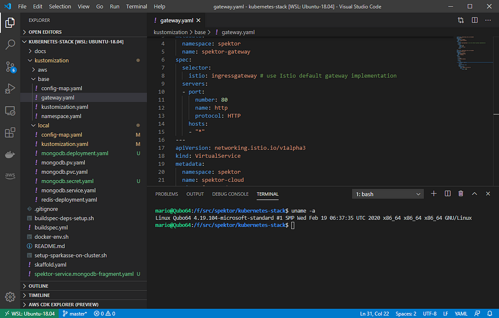 Visual Studio code with Remote WSL extension