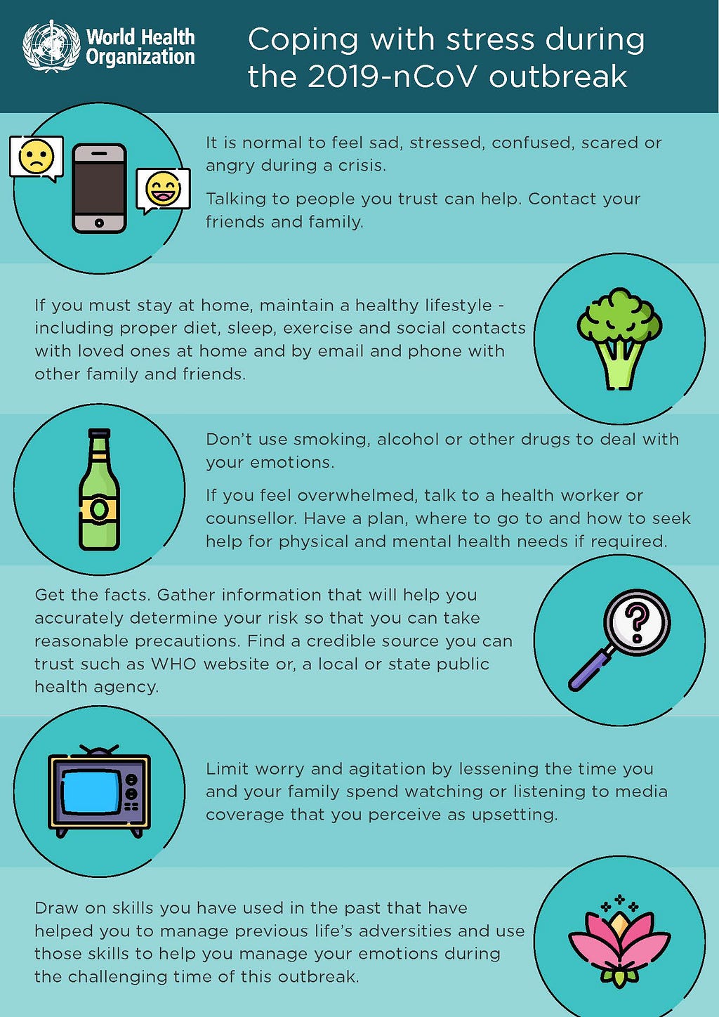 Infographic about coping with stress during the COVID-19 lockdown