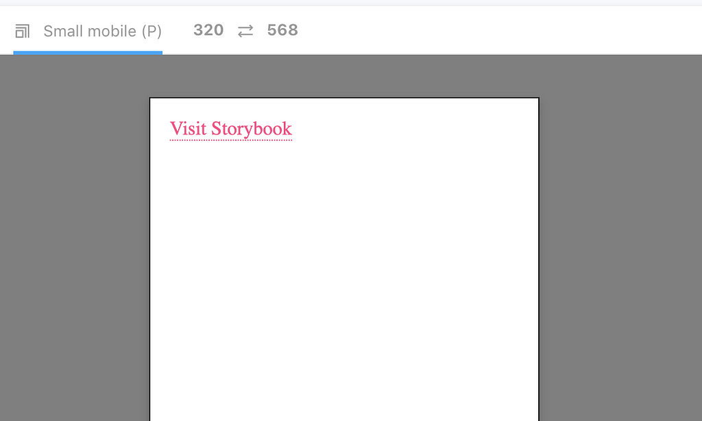 Storybook interface’s with small mobile viewport selected