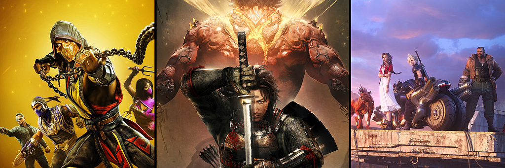 Artwork di Mortal Kombat 11 Ultimate, Nioh 2 e Final Fantasy VII Remake