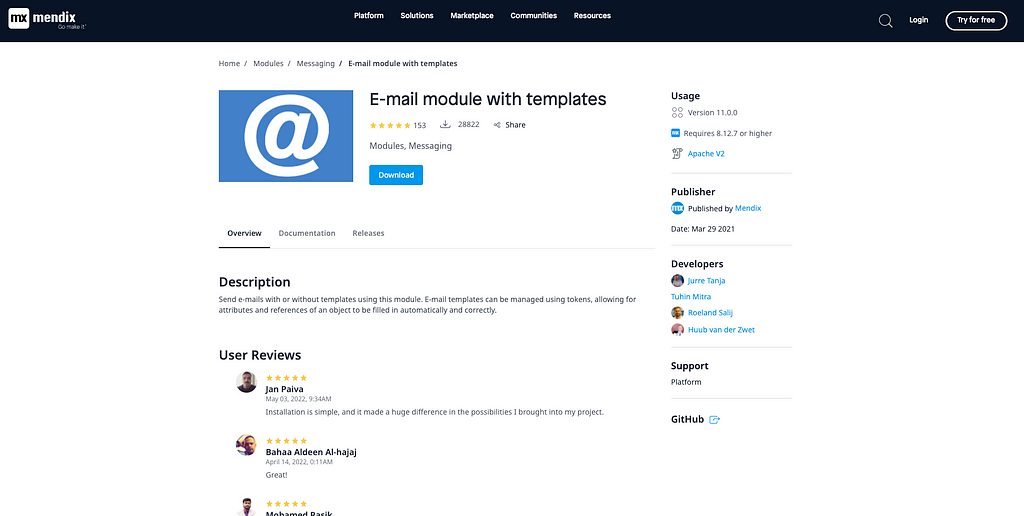 E-mail module with templates