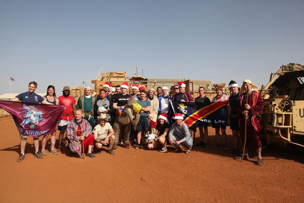 British personnel deployed to Mali in support of the UN Peacekeeping mission celebrate Christmas.