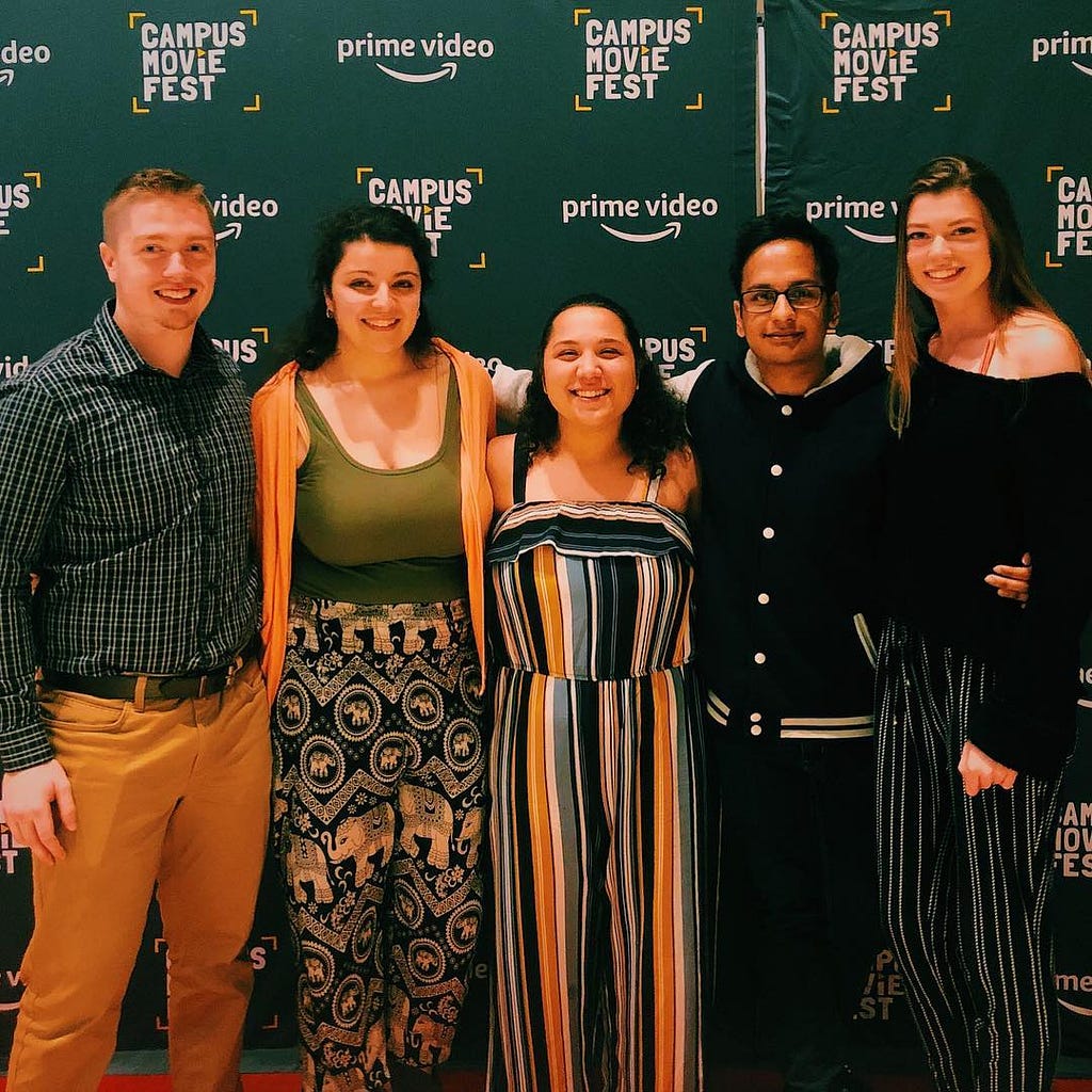 Gianna Pulitano and four friends at the 2019 TCNJ Campus Movie Festival Premiere.