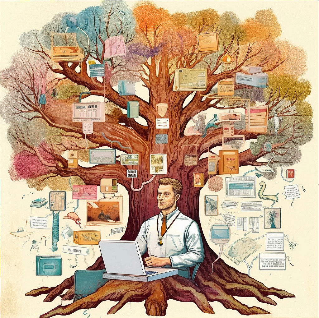created by Midjourney — “a naturalist illustration of a healthcare database”