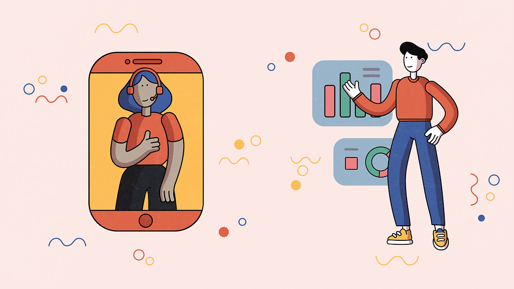 Illustration: One person presenting online, another in real life