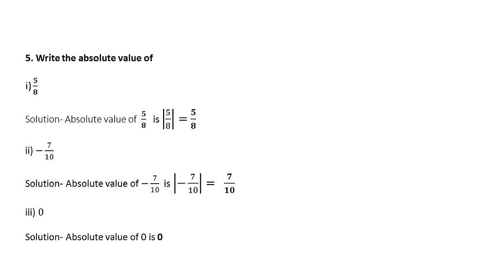 Absolute value of a rational number questions and answers