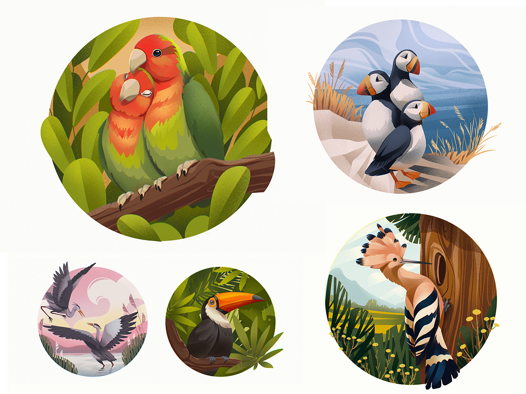 Digital Painting: 5 Bright Illustration Sets Inspired by Wildlife