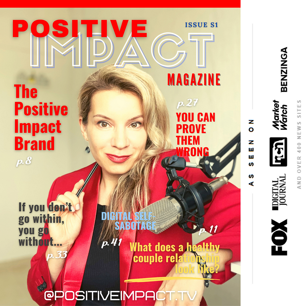 Julz Vitality on a cover of the Positive Impact Magazine