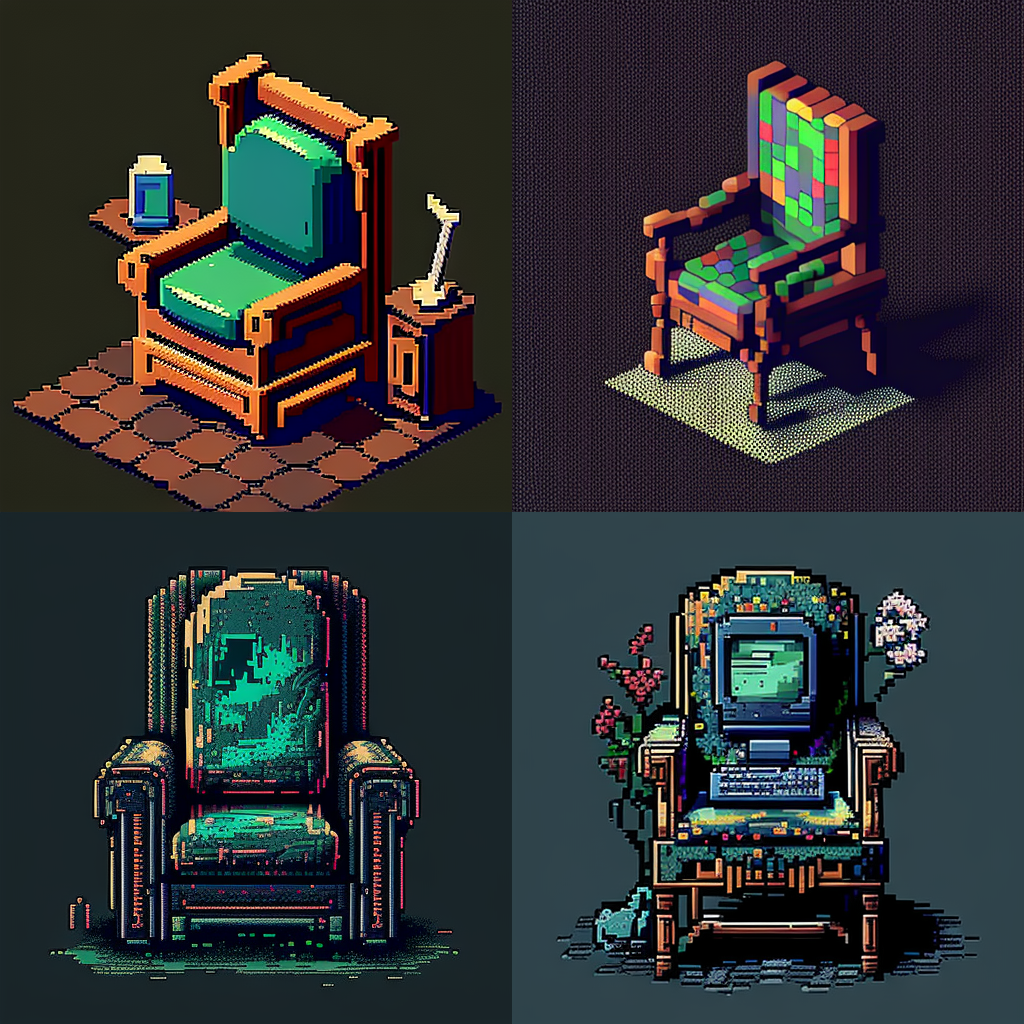 chairs, pixel art