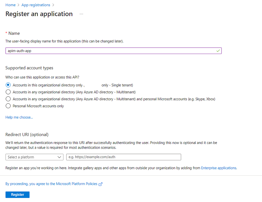 Create an app registration in Azure AD