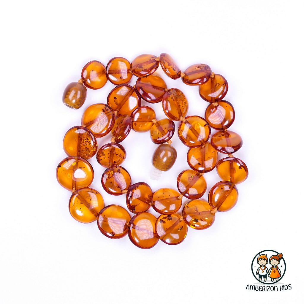 PREMIUM POLISHED BALTIC AMBER BABY NECKLACE — TRANSLUCENT TABLET SHAPE BEADS