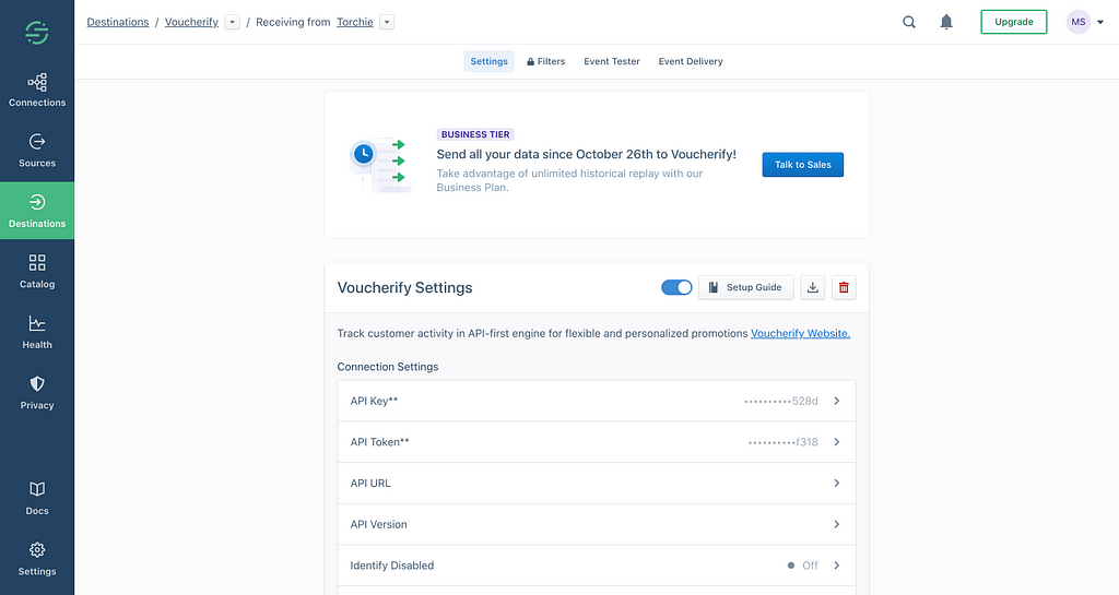 Voucherify integrations configuration