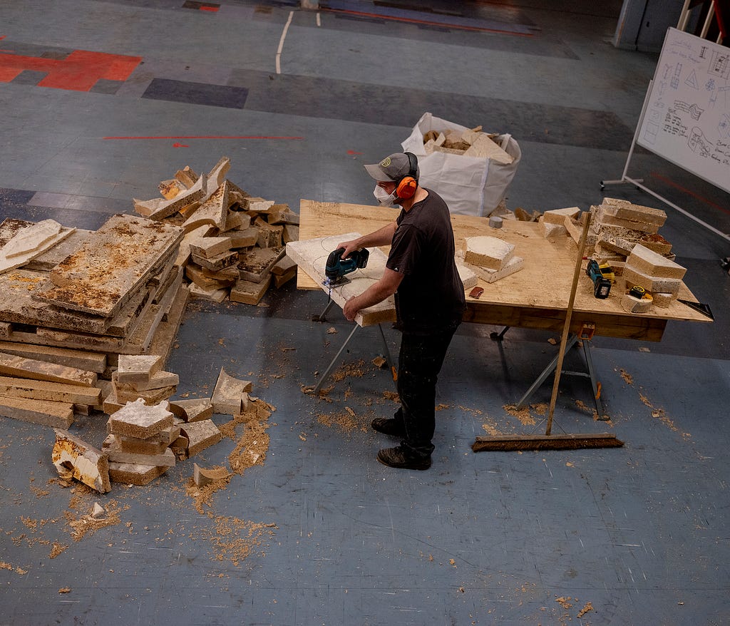 At work in the studio with the mycelium