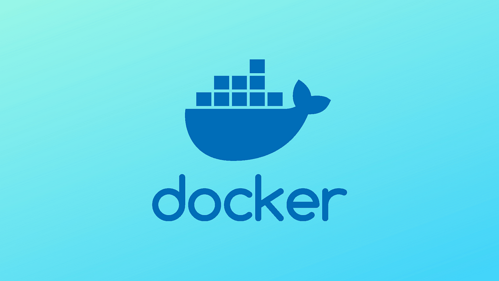 docker logo on blue background