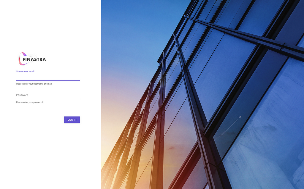 Finastra’s Sandbox tenant login page