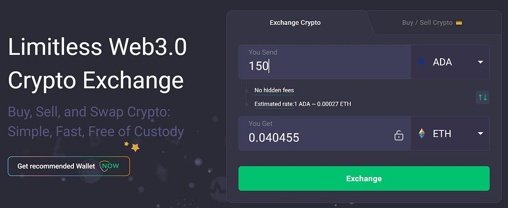 Convert ADA for ETH with ChangeNow