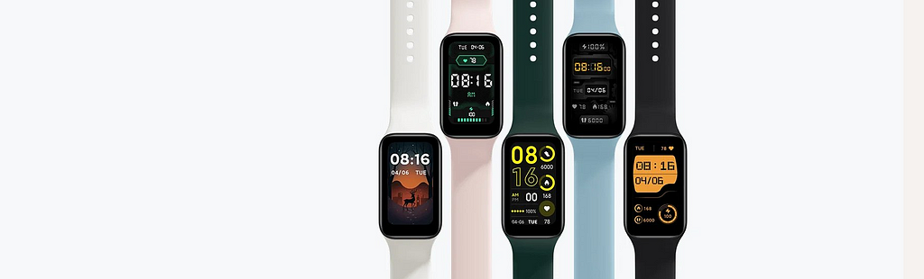 Various models of Xiaomi Mi Band 8 Active