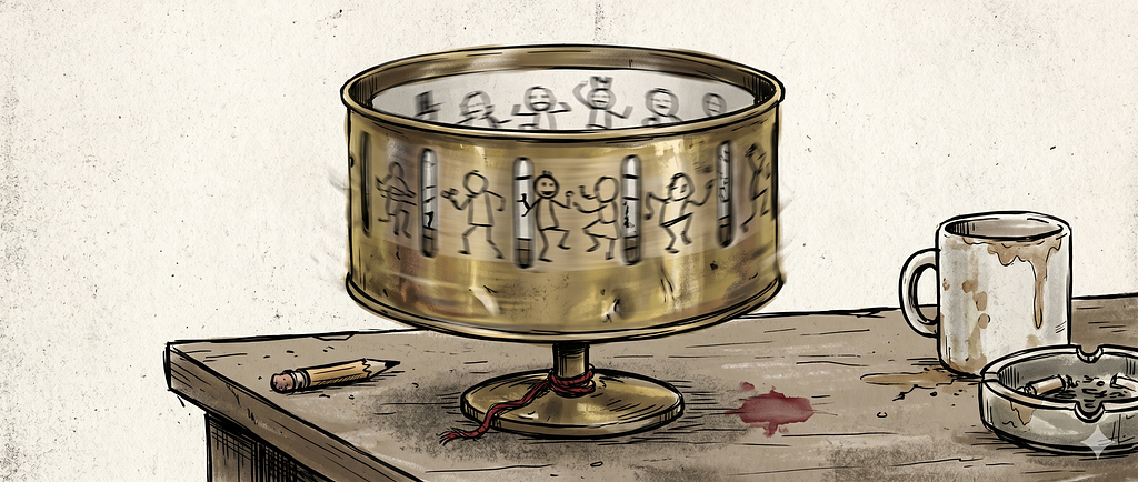 A zoetrope, basically. Cheap motion, kept for the happy accidents.