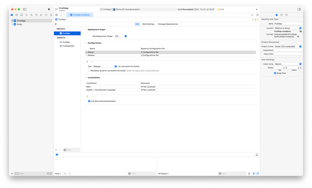 Xcode, existing configurations