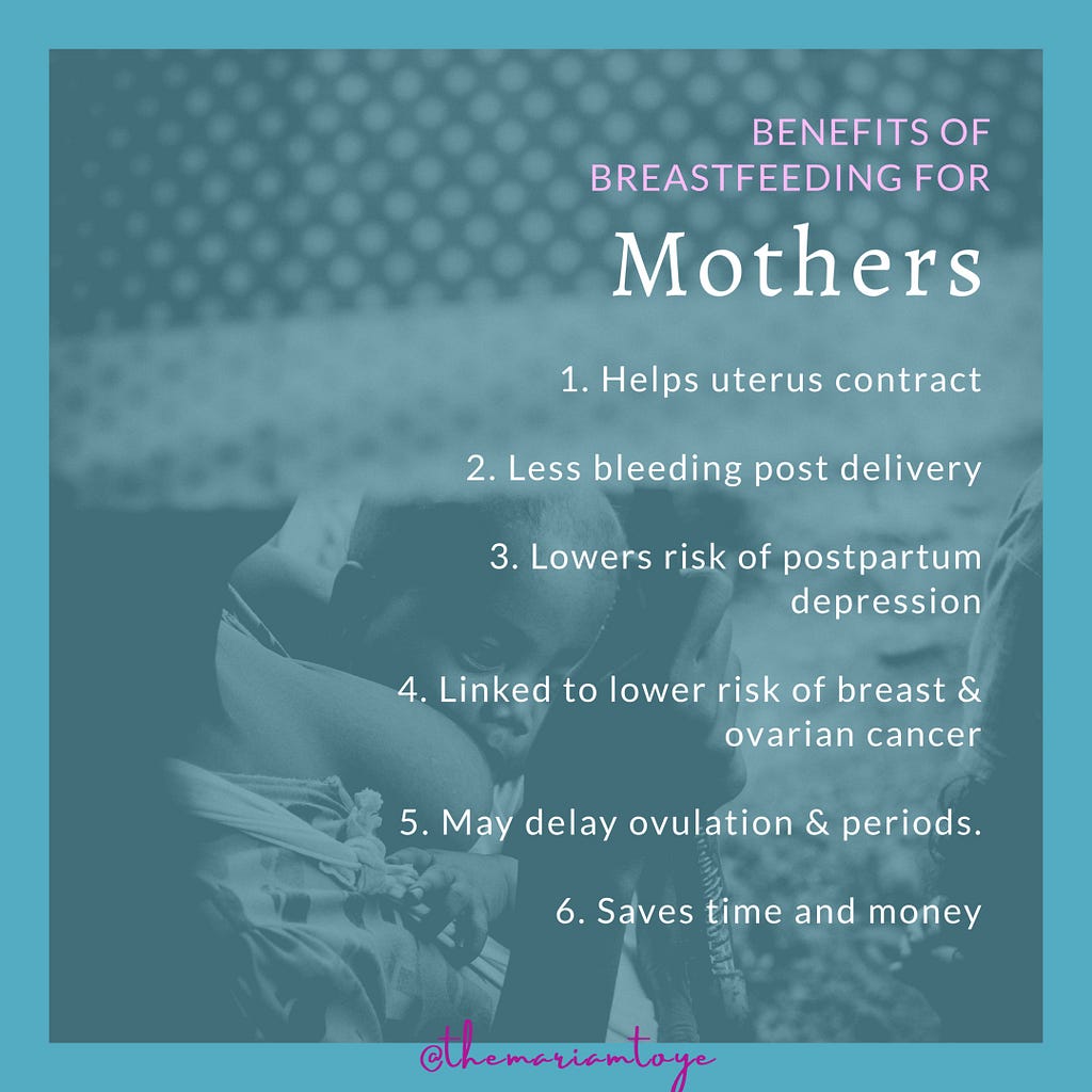 List of benefits of breastfeeding for mothers